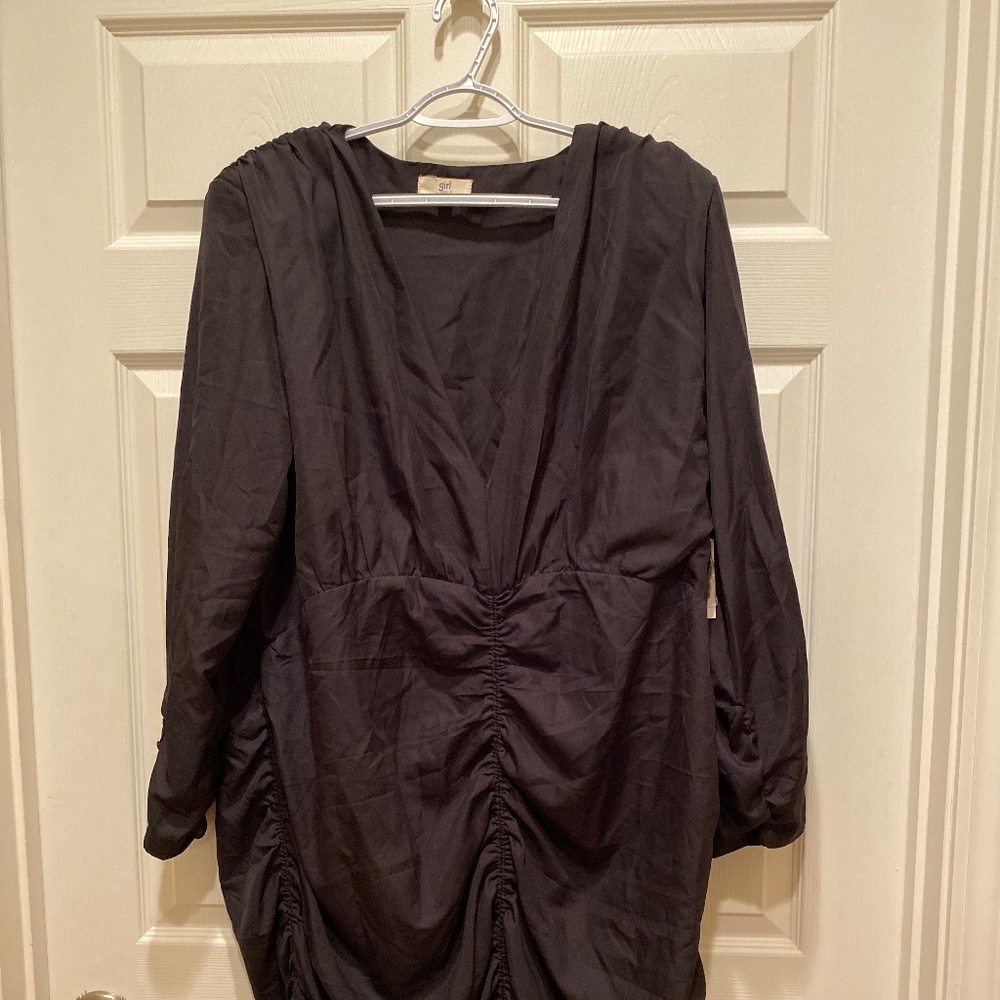 Girl Soul Size 2X Black runched dress with lightly padded shoulder pads